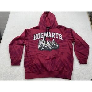 Official Harry Potter‎ Hogwarts Hoodie Sweater Large L Red Tie Dye Sweatshirt